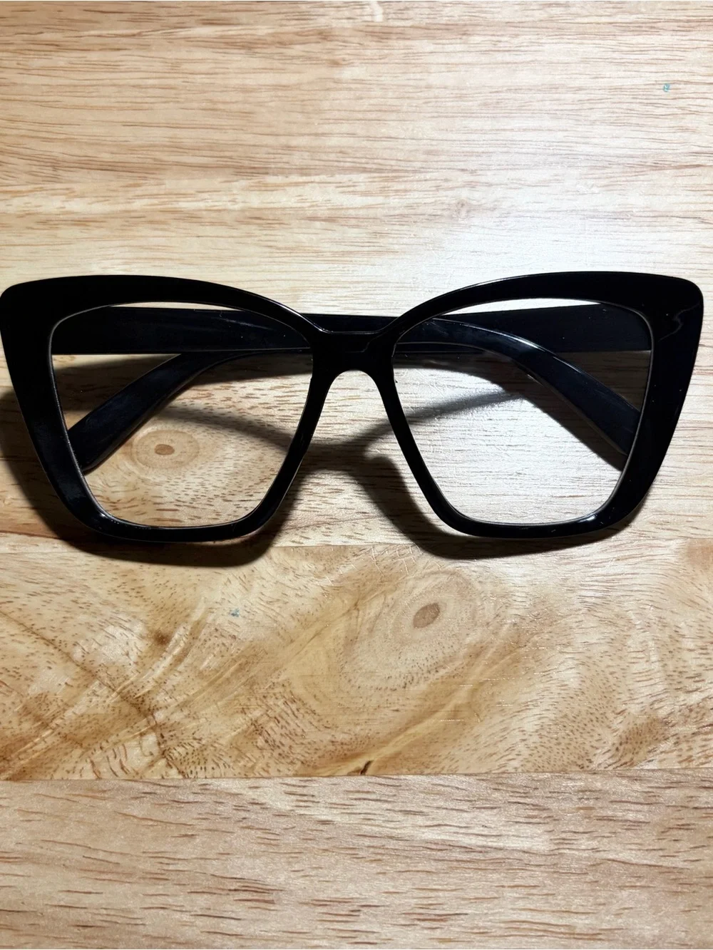 Solid All Black Bold Cat Eye Fashion Glasses